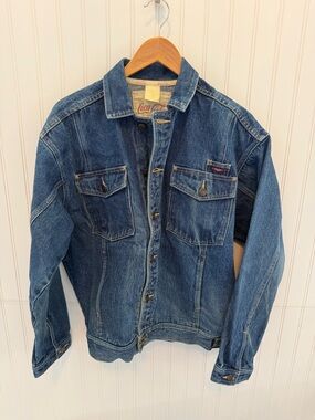 Vintage Coca Cola Men’s Denim Jacket in Blue Size XL